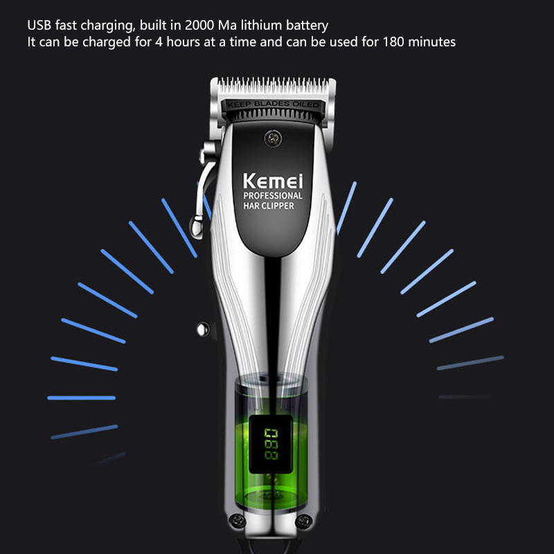 KM2619 rechargeable electric hair trimmer professional adjustable barber hair clipper edge beard powerful haircut machine