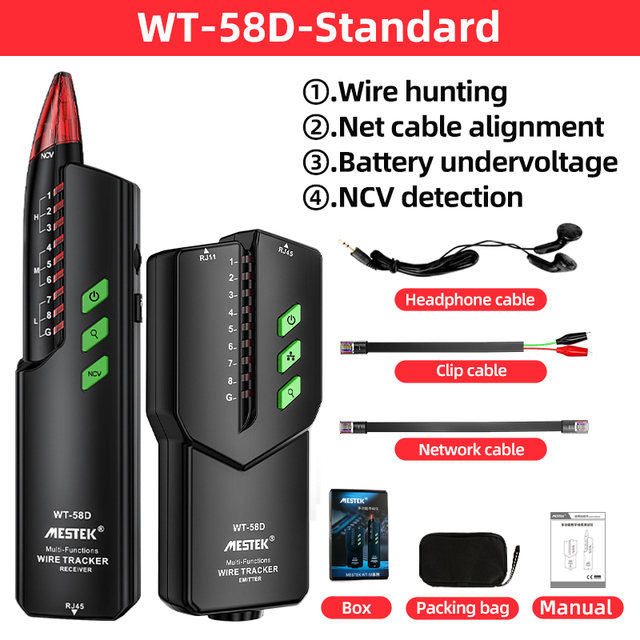 RJ11 RJ45 No Interference Telephone Wire Tracker Tracer Toner Ethernet Lan Network Cable Tester NVC Detector Line Finder