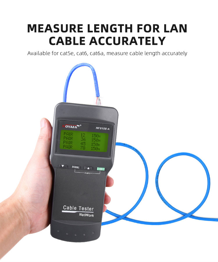 NF-8108M Network Cable Tester Internet Tracker with 8 Remote LCD Display Measure Length Cabl Multifunctional Network Tool