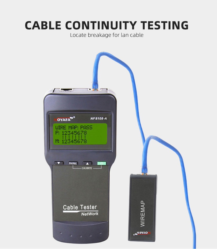 NF-8108M Network Cable Tester Internet Tracker with 8 Remote LCD Display Measure Length Cabl Multifunctional Network Tool