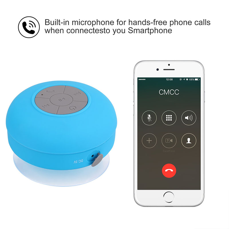 Mini Bluetooth Wireless Speaker BTS-06 Waterproof Adsorbed Sound Box for Shower Bathroom  Portable Speaker for Car OfficeOutdoor