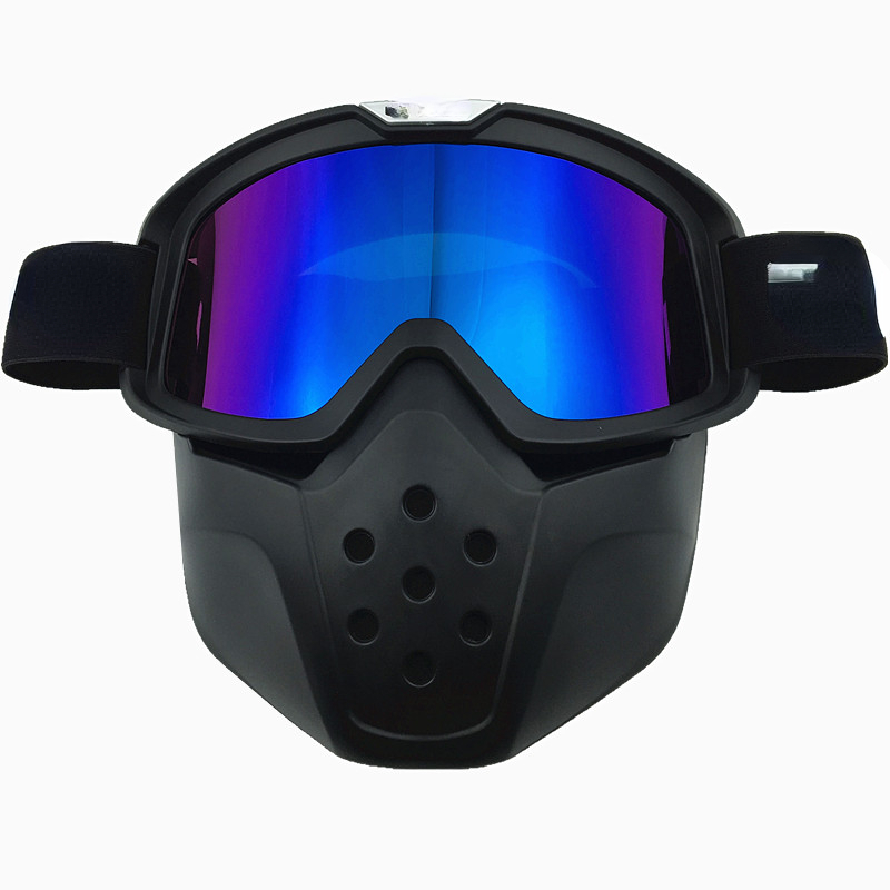 Ski Snow Bike Motorcycle Face Mask Goggles Motocross Motorcycle Open Face Detachable Goggle for Helmets Glasses