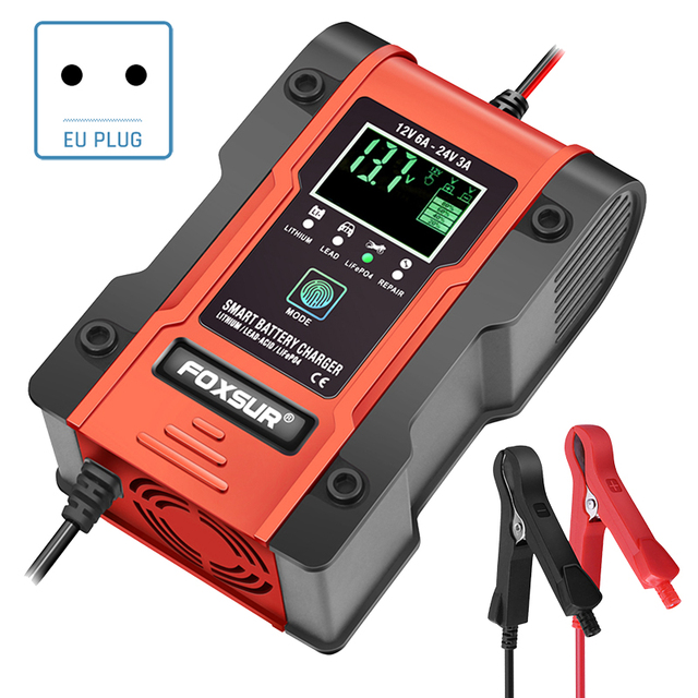 Automatic Smart Battery Charger For Cars & Motocycle 12V 24V Lead Acid LiFePO4 AGM Lithium Repair Maintainer & Desulfator