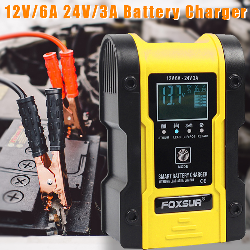 Automatic Smart Battery Charger For Cars & Motocycle 12V 24V Lead Acid LiFePO4 AGM Lithium Repair Maintainer & Desulfator