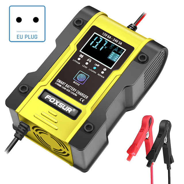 Automatic Smart Battery Charger For Cars & Motocycle 12V 24V Lead Acid LiFePO4 AGM Lithium Repair Maintainer & Desulfator