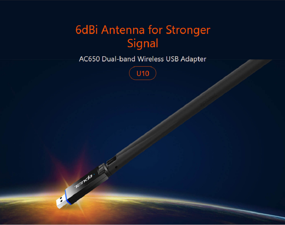 USB WIFI Adapter U10 AC650 Dual-band Wireless USB Adapter Card 2.4Ghz 5Ghz 6dBi Antenna For Mini PC Windows Mac IOS phone