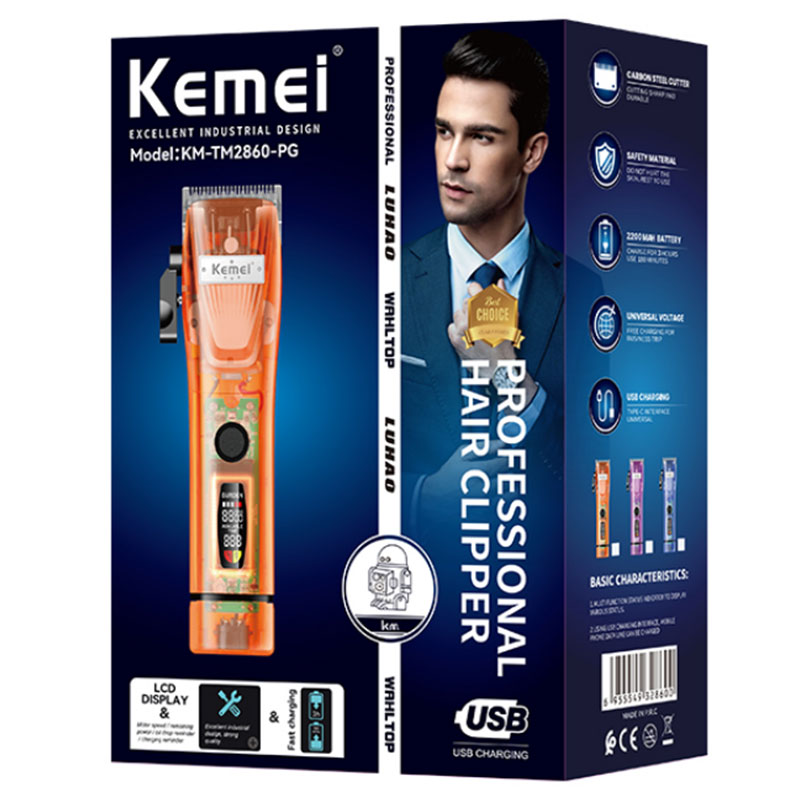 KMTM 2860-PG pro LCD electric hair trimmer professional cord cordless adjustable powerful hair clipper haircut machine