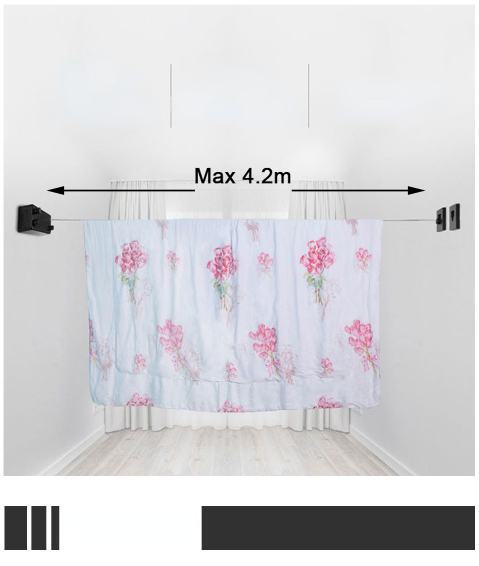 Retractable Clothesline Laundry Line with Adjustable Stainless Steel Double Rope,Wall Mounted Space-Saver Drying Line