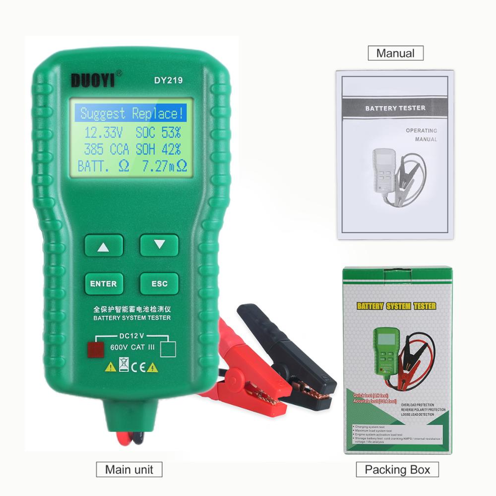 DY219 12V Digital Multimeter Automotive Diagnostic Tools Lead Acid  100~1700CCA Load Auto Analyzer Car Battery Tester