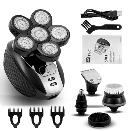 5In1 6D Electric Shaver for Men Rechargeable Bald Head Electric Shavers 6 Floating Heads Beard Nose Razor Clipper Hair Trimmer