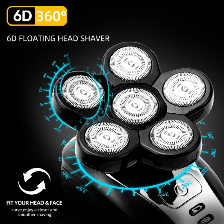 5In1 6D Electric Shaver for Men Rechargeable Bald Head Electric Shavers 6 Floating Heads Beard Nose Razor Clipper Hair Trimmer