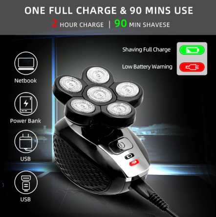 5In1 6D Electric Shaver for Men Rechargeable Bald Head Electric Shavers 6 Floating Heads Beard Nose Razor Clipper Hair Trimmer