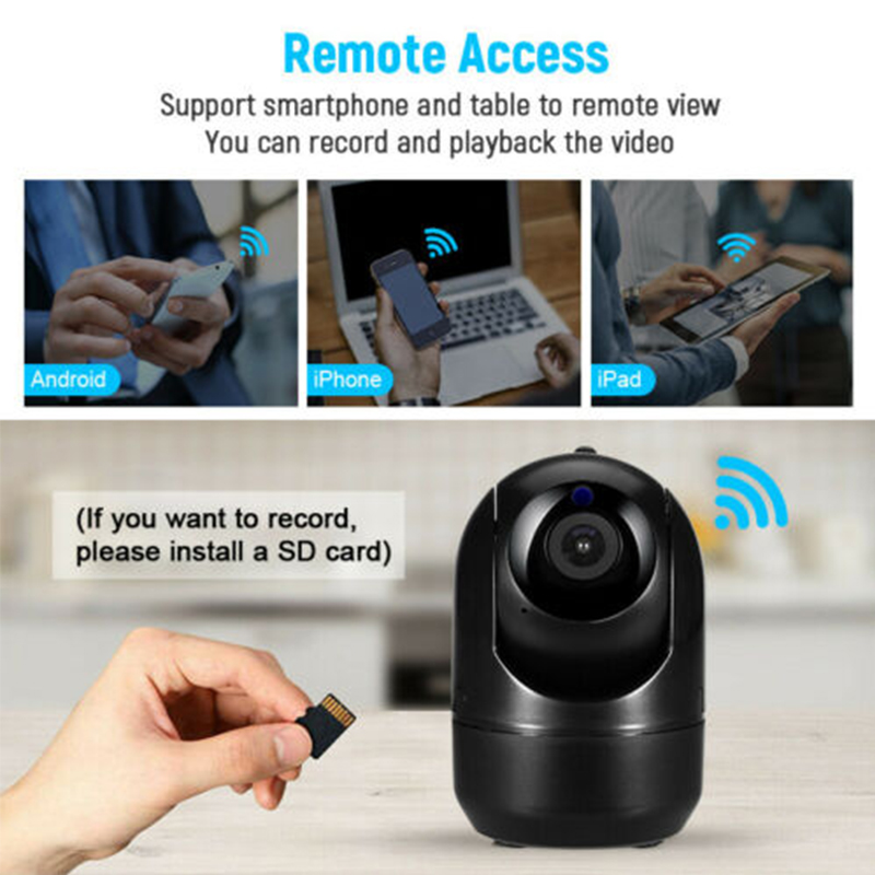 IP Camera Black Smart 1080P HD Home Security camera Auto Tracking Network Wireless CCTV video Surveillance WiFi Camera No SD Card