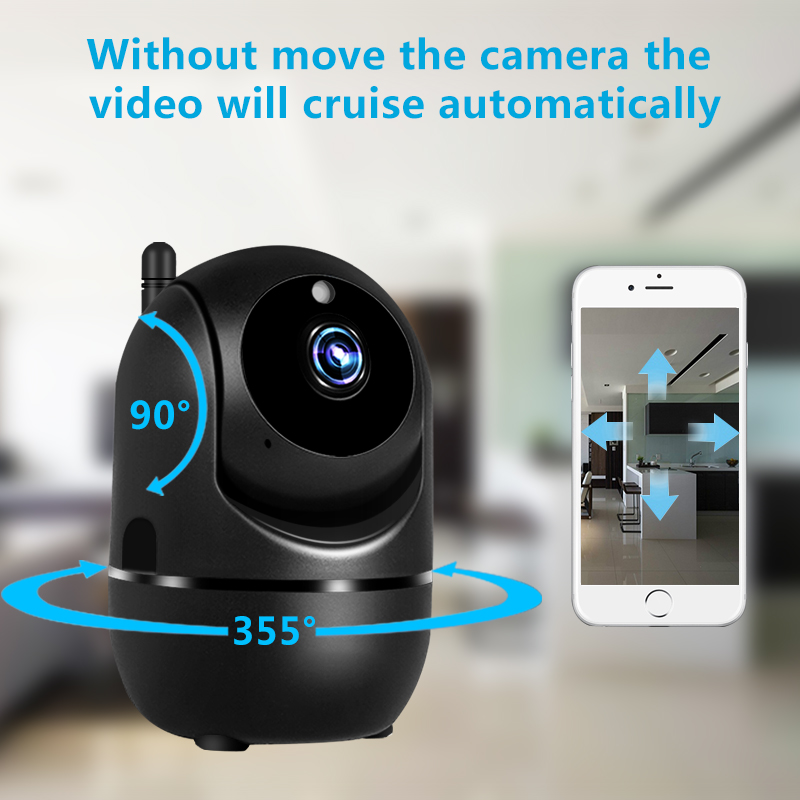 IP Camera Black Smart 1080P HD Home Security camera Auto Tracking Network Wireless CCTV video Surveillance WiFi Camera No SD Card
