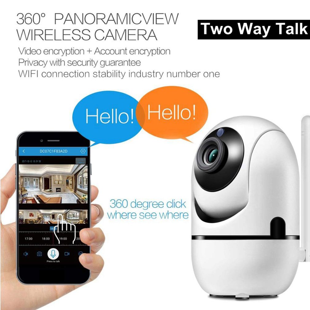 IP Camera Black Smart 1080P HD Home Security camera Auto Tracking Network Wireless CCTV video Surveillance WiFi Camera No SD Card