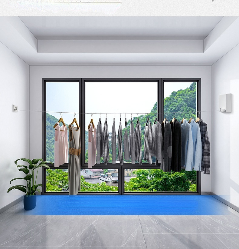 Factory Direct Sales Balcony  shrinkage clothesline 304 Stainless steel Indoor telescopic clothesline apartment steel wire