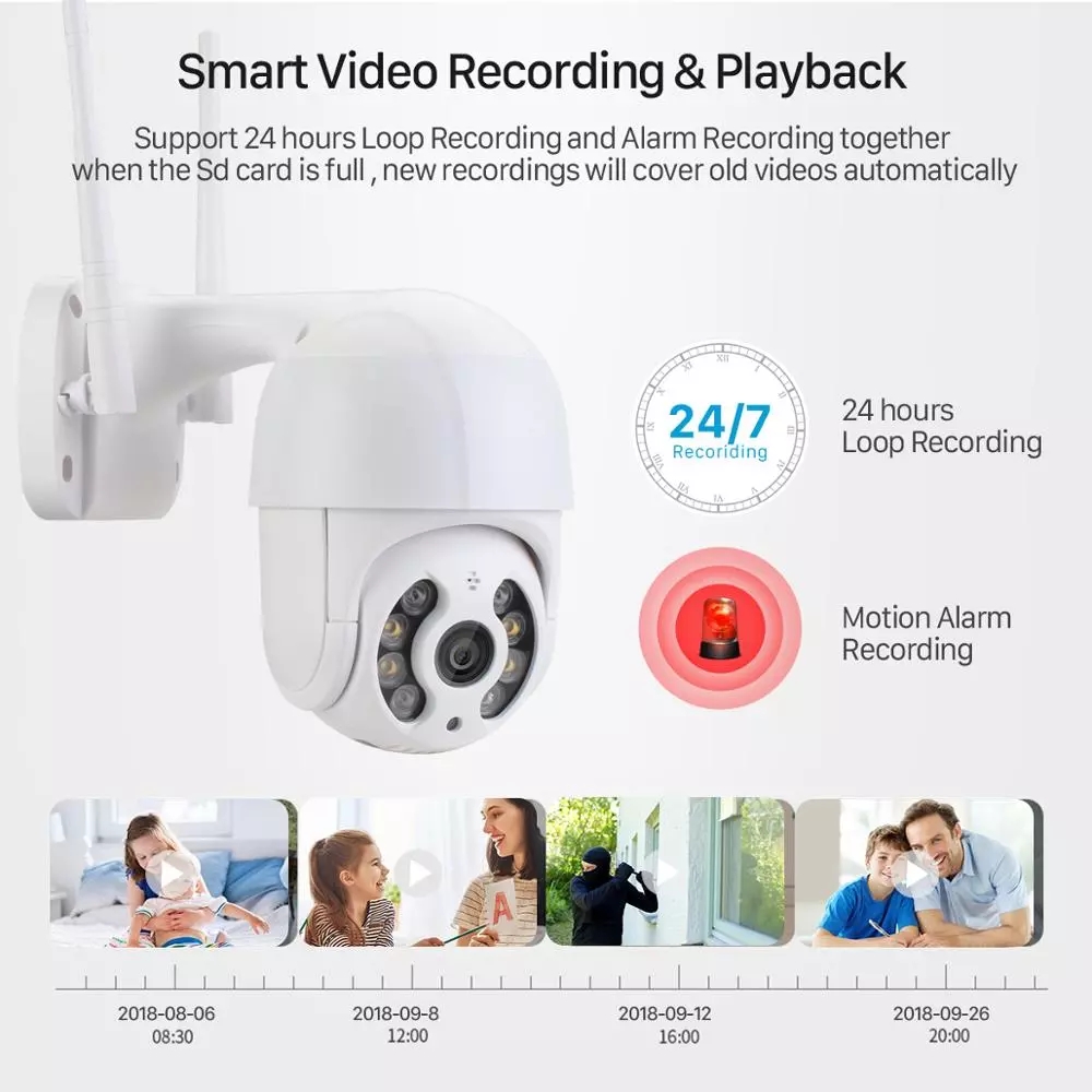 iP Camera HD Outdoor AI Human Detection Audio Wireless Security CCTV Camera P2P Digital Zoom Surveillance Wifi Camera