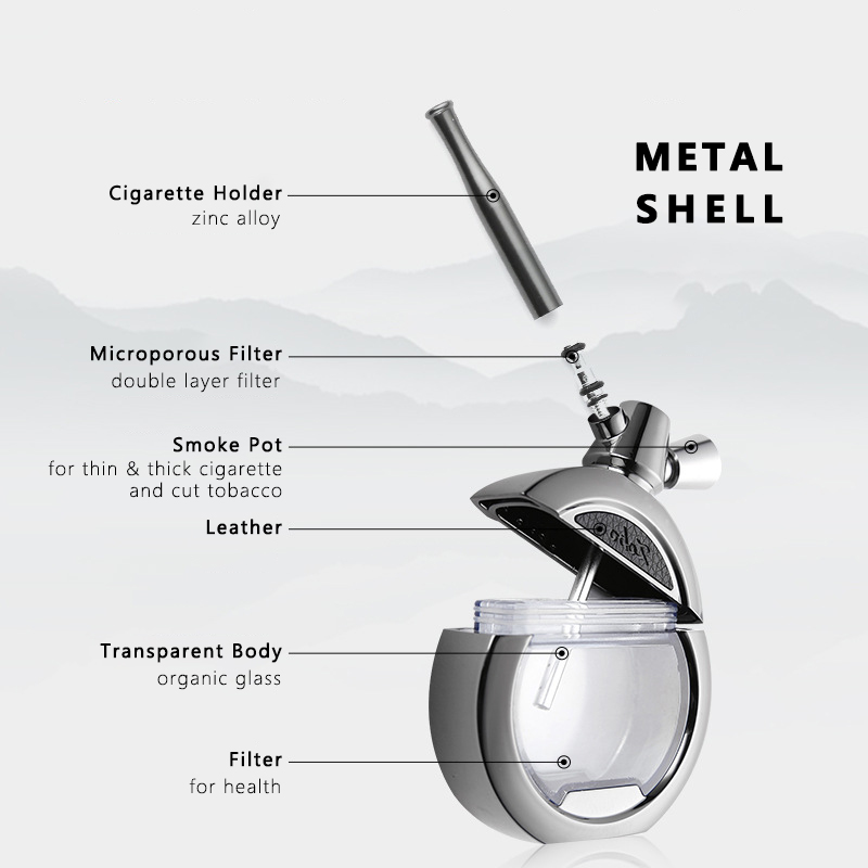 Shisha Pipe High Quality Zinc Alloy Microporous Filter Cigarette Holder Hookah Set Double Filter Smoke Pipe Kitchen Dining room appliances