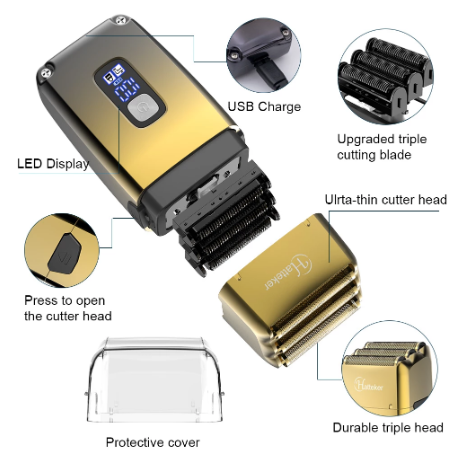 Rechargeable Hair Beard Electric Shaver For Men Powerful Electric Razor Head Bald Shaving Machine Wet Dry 3-blade shave system