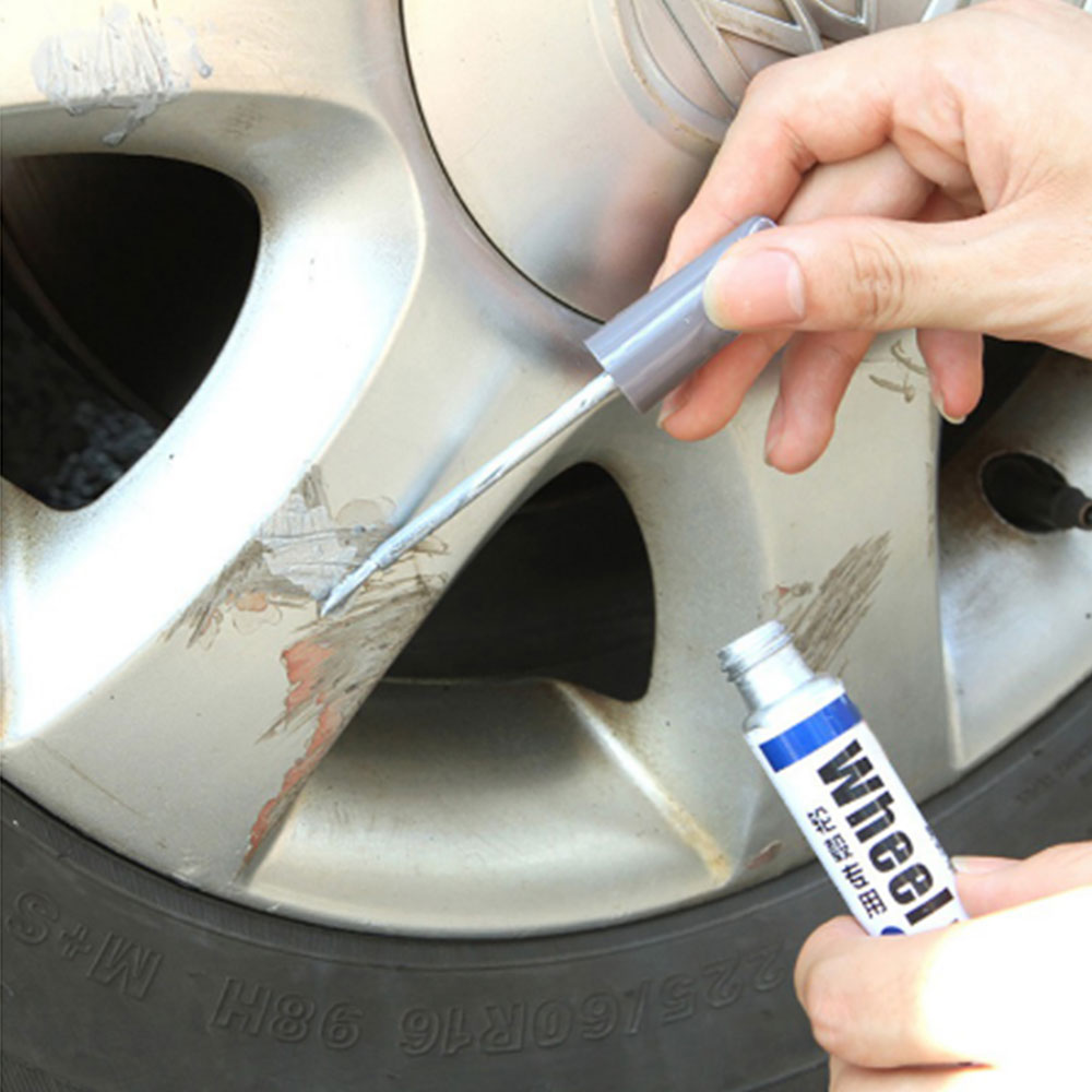 Arrival 1pc 12ml Silver Alloy Wheel Touch Up Pen Repair Paint Curbing Scratch Maker With Brush