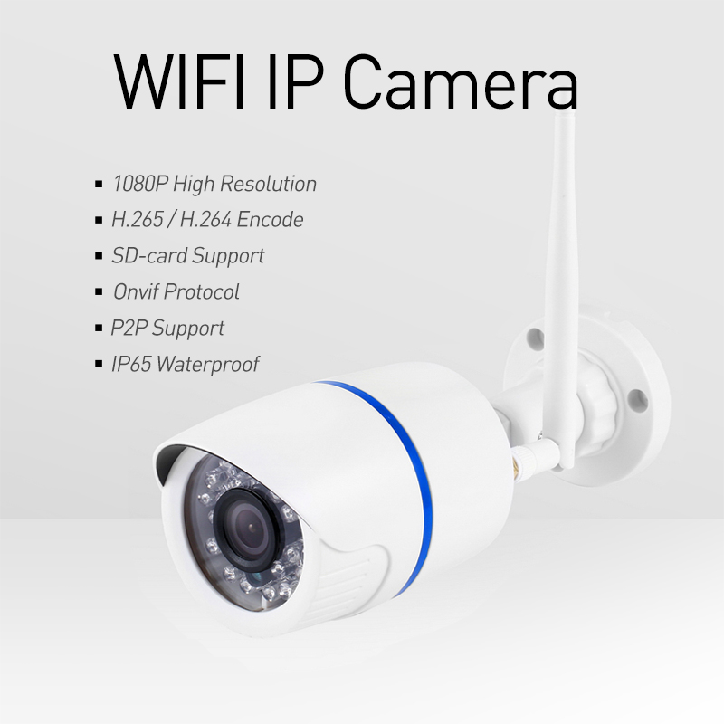 H.265 WIFI 2MP / 1080P Outdoor XMeye IP Camera 24LED Night Vision Waterproof Security Bullet CCTV Camera P2P Security Cam