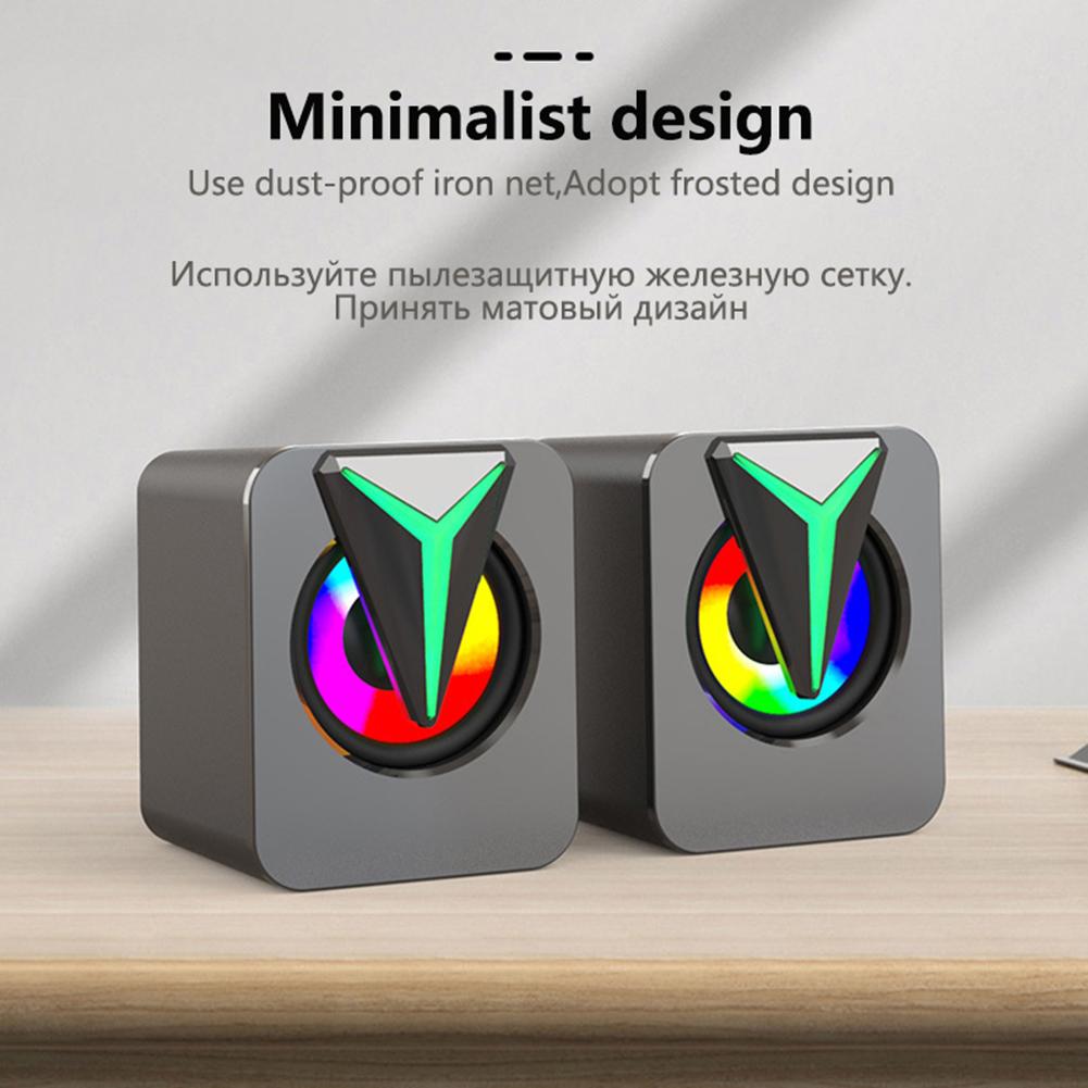 Computer Desktop Speakers Stylish RGB Colorful Lighting Subwoofer Audio Usb DC 5V Mini Small Sound Box Accessories