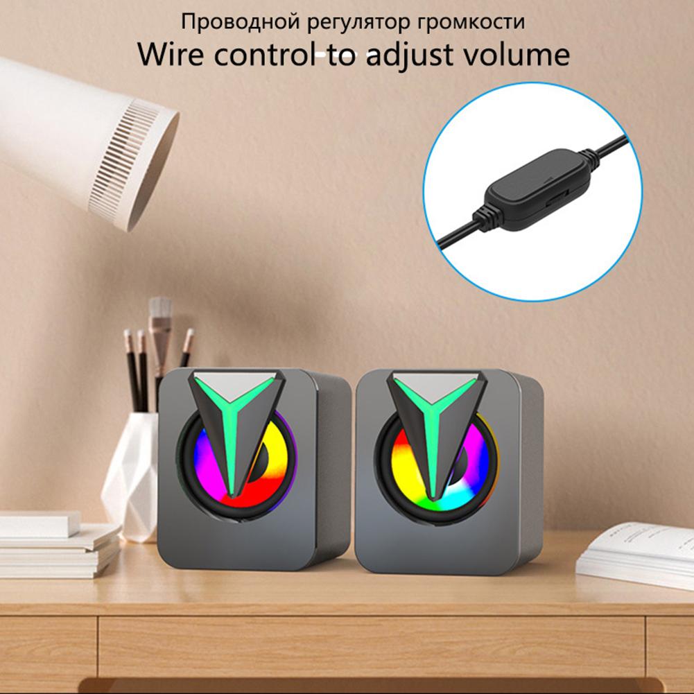 Computer Desktop Speakers Stylish RGB Colorful Lighting Subwoofer Audio Usb DC 5V Mini Small Sound Box Accessories