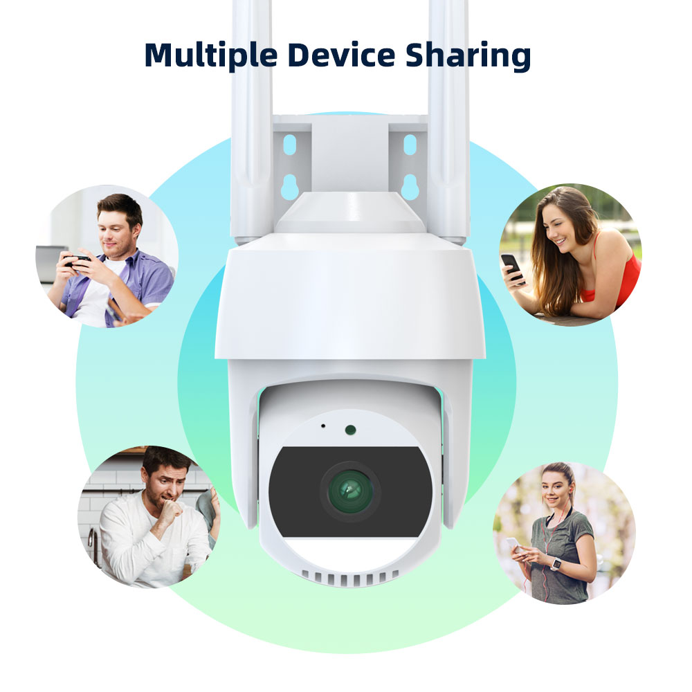 1080P Smart Temperature Humidity Detector Outdoor PTZ Wireless WiFi Security CCTV IP Camera with Siren White Light