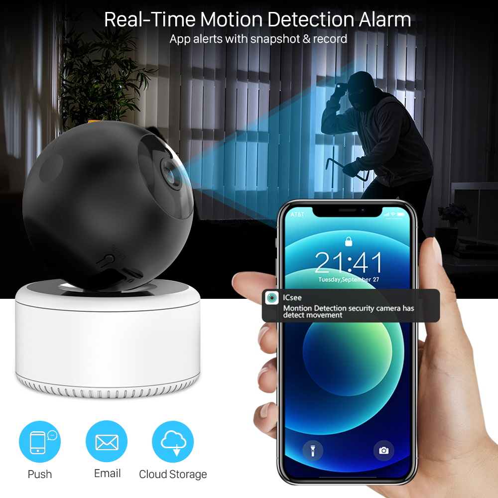 3MP Smart Home IP Camera WiFi Auto Tracking Indoor PTZ Security Cameras Digital Zoom Two Way Audio / Storage