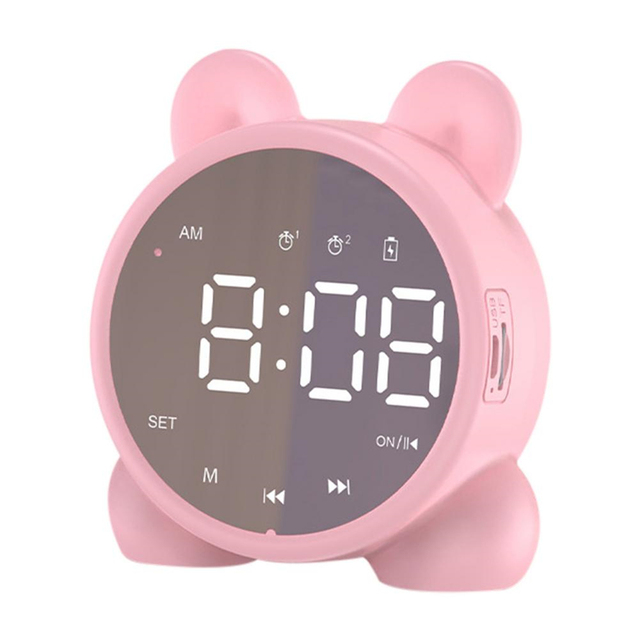 Children Bluetooth-compatible Speaker Alarm Clock Sleep Timer Kids Cute Bedside Alarm Clock LCD Digital Display Table Wake-up