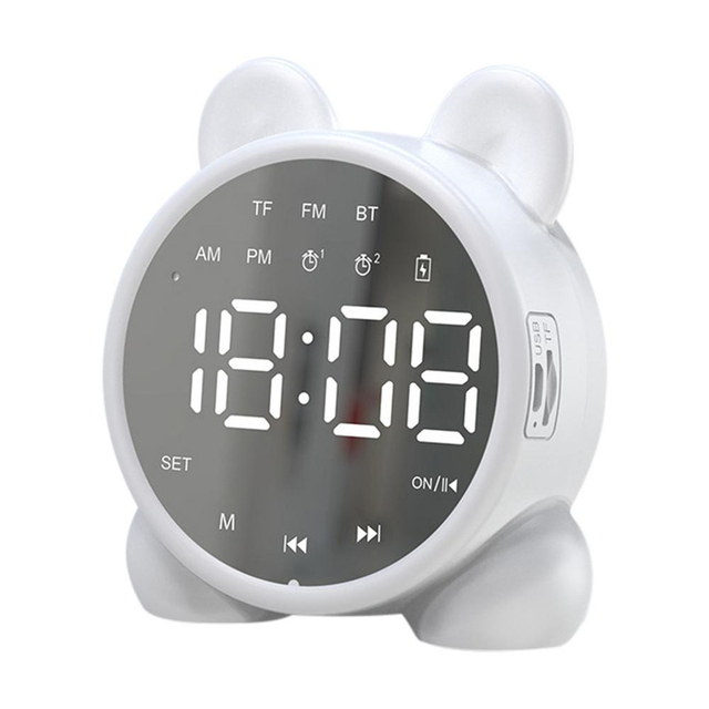 Children Bluetooth-compatible Speaker Alarm Clock Sleep Timer Kids Cute Bedside Alarm Clock LCD Digital Display Table Wake-up