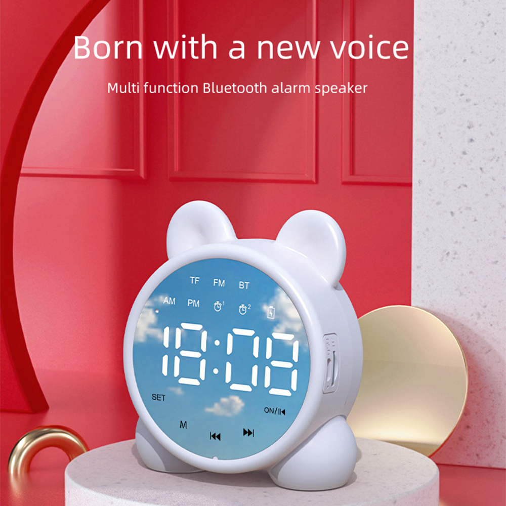 Children Bluetooth-compatible Speaker Alarm Clock Sleep Timer Kids Cute Bedside Alarm Clock LCD Digital Display Table Wake-up
