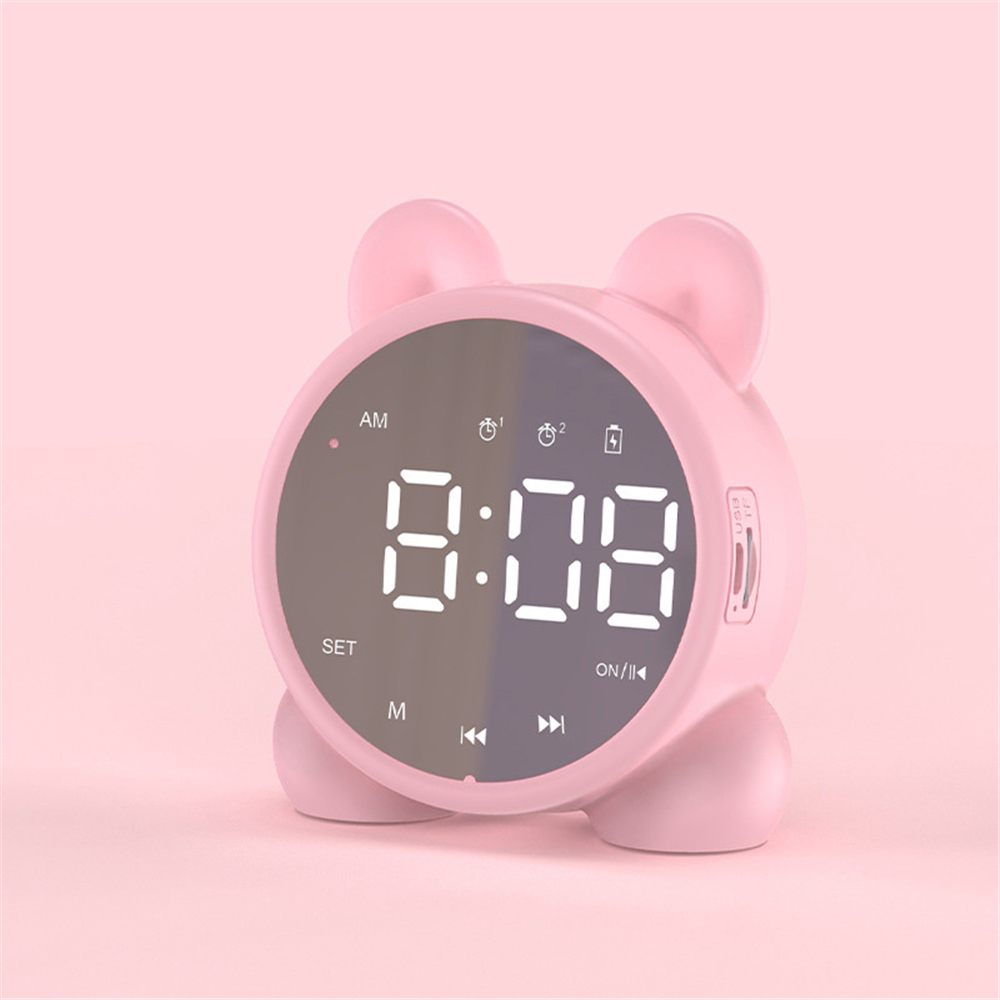 Children Bluetooth-compatible Speaker Alarm Clock Sleep Timer Kids Cute Bedside Alarm Clock LCD Digital Display Table Wake-up