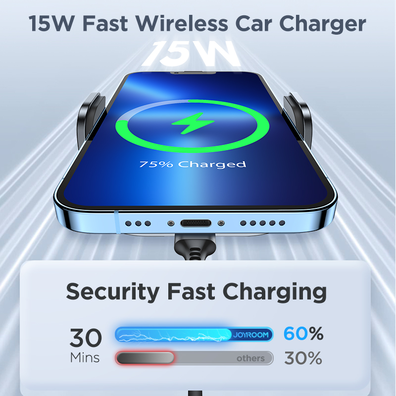 Magnetic Car Phone Holder With Electric Clamp Arm Fast Wireless Charger For Phone 13 12 Pro Max Hands-free Car Mount