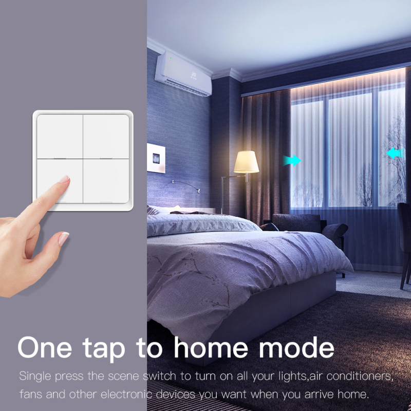 4 Gang Tuya Wireless 12 Scene Switch Push Button Controller Battery Powered Automation Scenario for Tuya Smart Devices