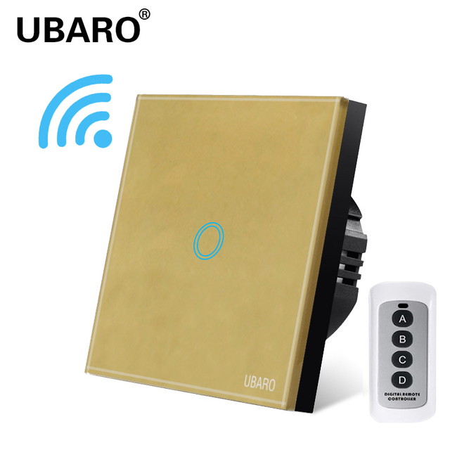 Wireless Remote Control Switch Black Luxury Crystal Glass Panel Smart Home Wall Light Led Indicator Sensor 1 Gang