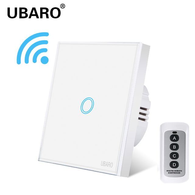 Wireless Remote Control Switch Black Luxury Crystal Glass Panel Smart Home Wall Light Led Indicator Sensor 1 Gang