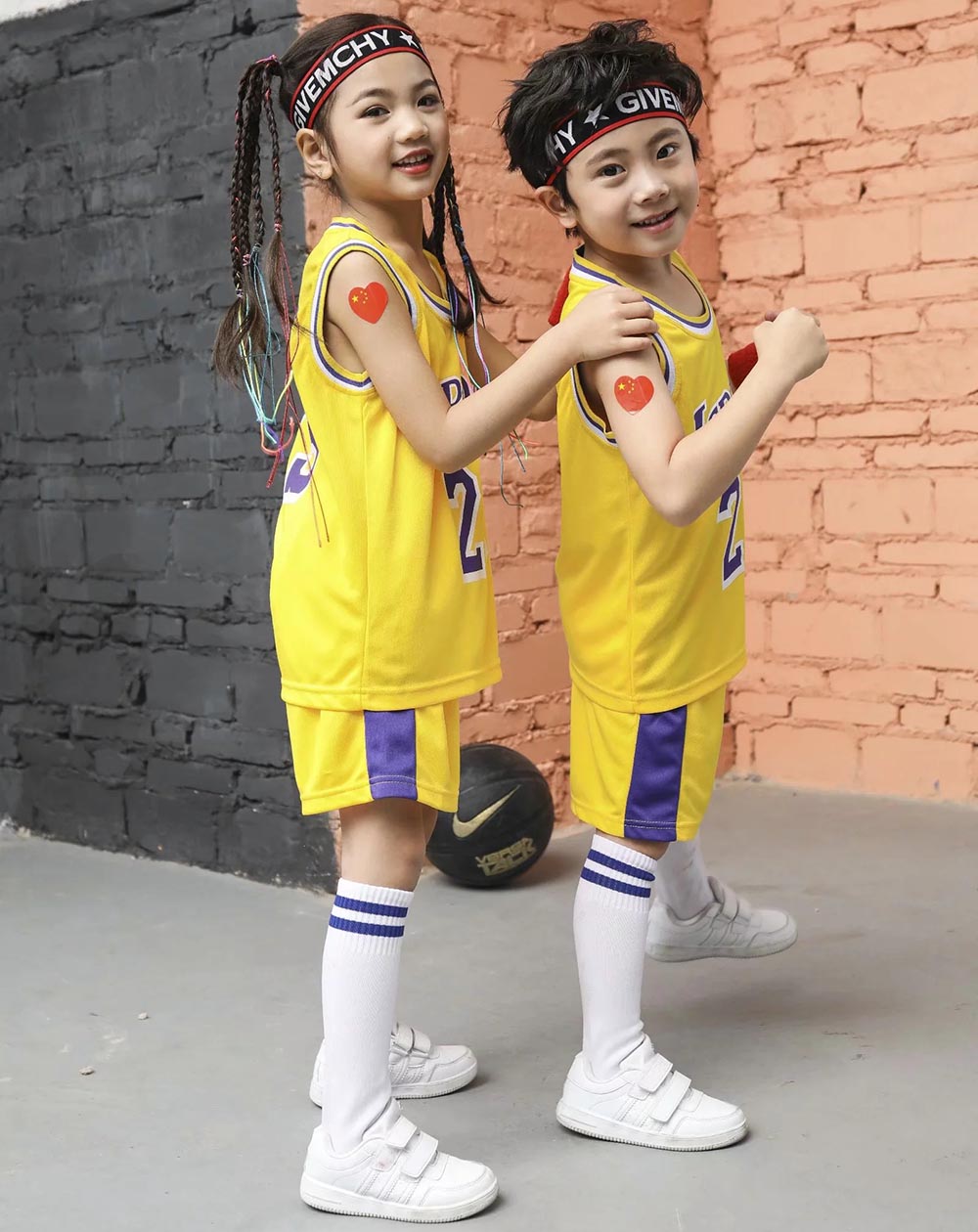 Youngs Basketball Clothes Suit Summer Children's Boys Girls Fashion  Sleeveless Baby Vest + T-shirt 2pcs sets kids