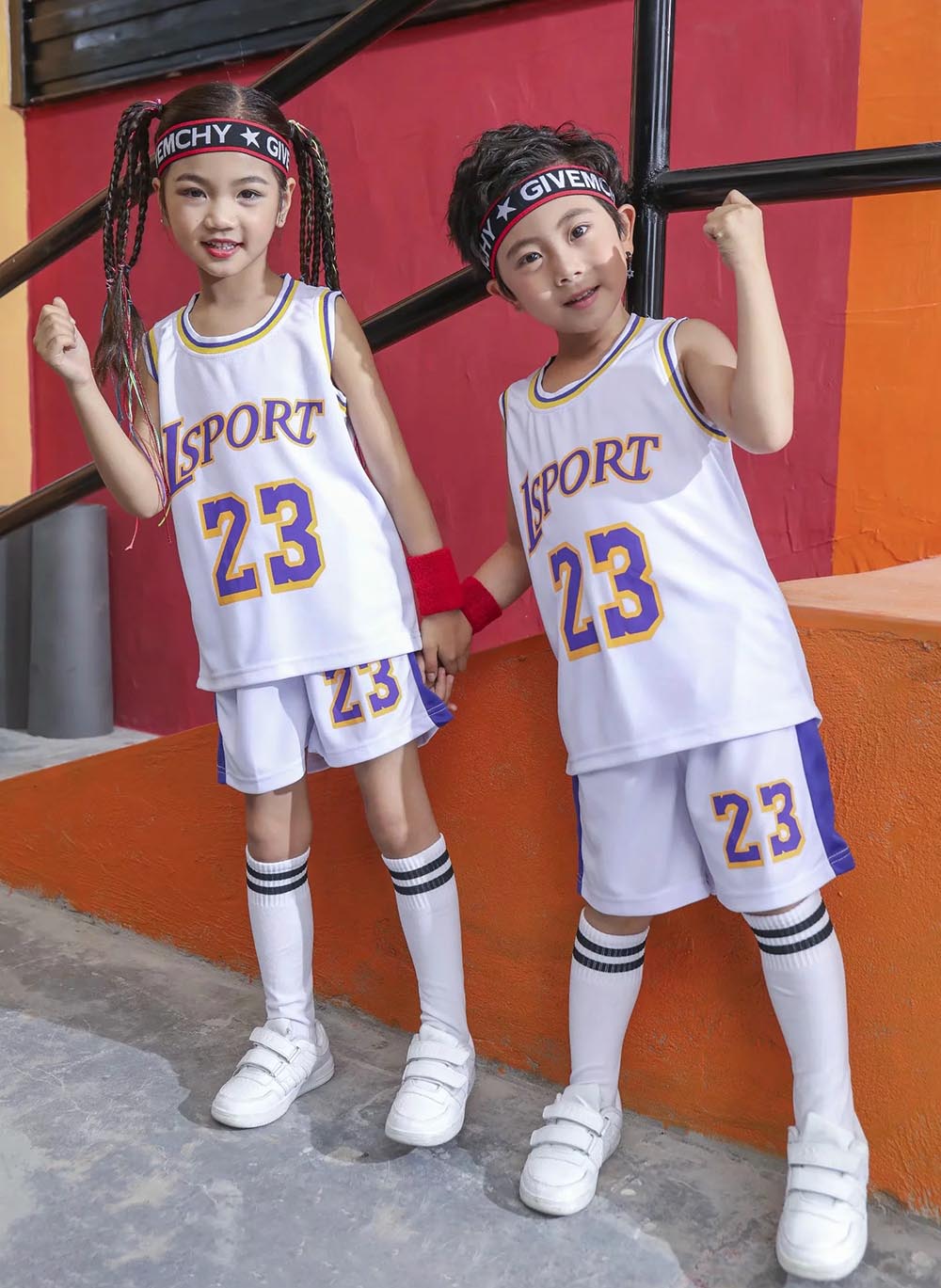 Youngs Basketball Clothes Suit Summer Children's Boys Girls Fashion  Sleeveless Baby Vest + T-shirt 2pcs sets kids