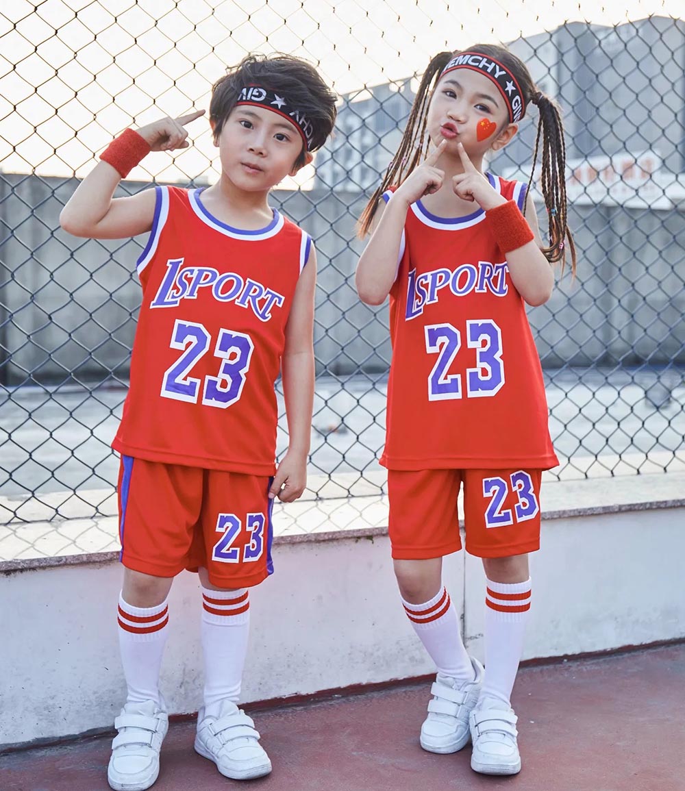 Youngs Basketball Clothes Suit Summer Children's Boys Girls Fashion  Sleeveless Baby Vest + T-shirt 2pcs sets kids