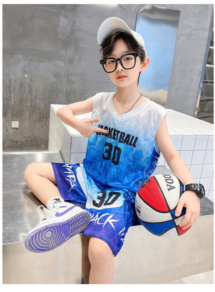 Teenager Summer Basketall Clothes Suit Sports Uniforms Children's Short-sleeved Set Two-piece Suit Kids Outdoor Sport