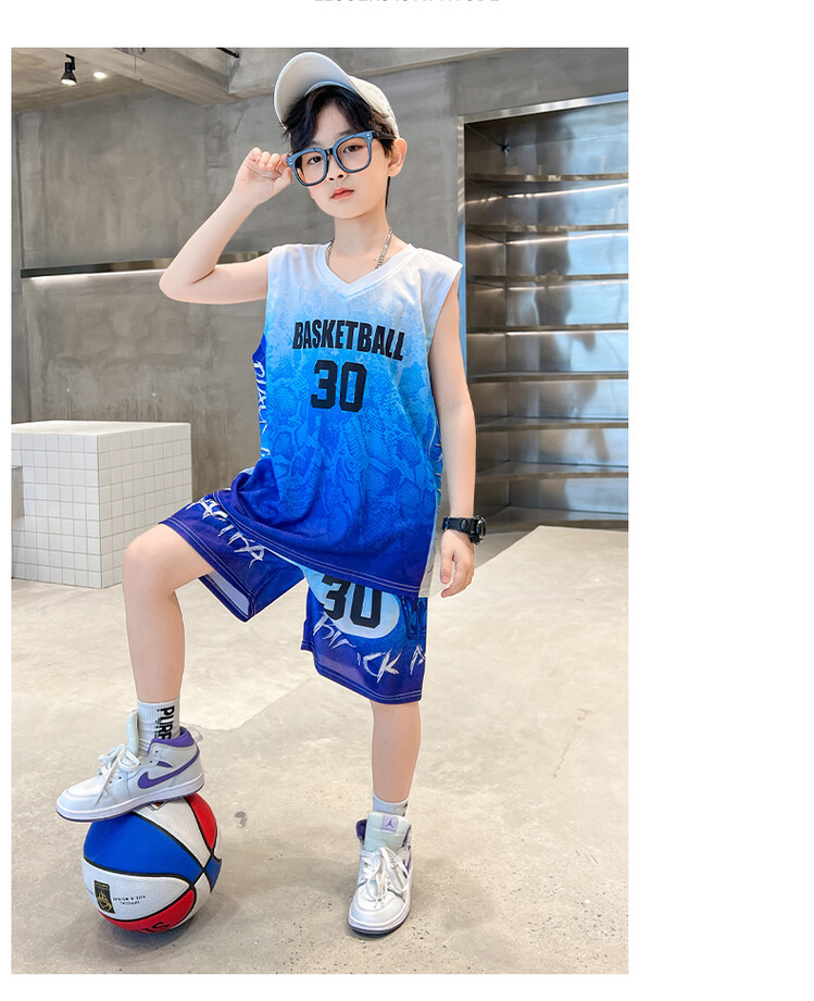 Teenager Summer Basketall Clothes Suit Sports Uniforms Children's Short-sleeved Set Two-piece Suit Kids Outdoor Sport