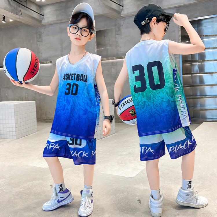 Teenager Summer Basketall Clothes Suit Sports Uniforms Children's Short-sleeved Set Two-piece Suit Kids Outdoor Sport