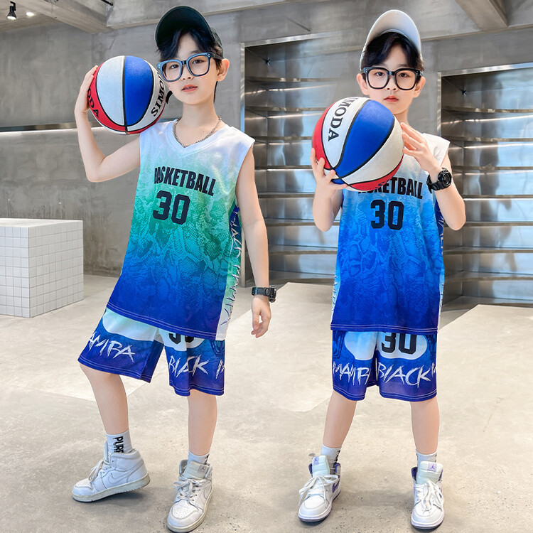 Teenager Summer Basketall Clothes Suit Sports Uniforms Children's Short-sleeved Set Two-piece Suit Kids Outdoor Sport