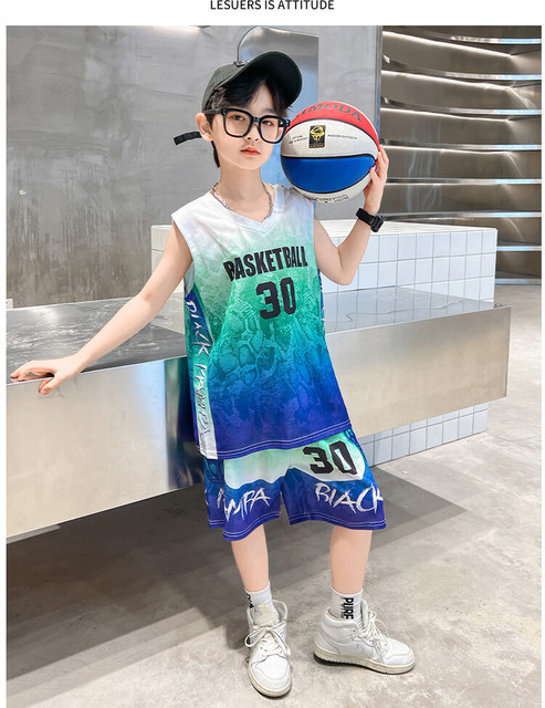 Teenager Summer Basketall Clothes Suit Sports Uniforms Children's Short-sleeved Set Two-piece Suit Kids Outdoor Sport