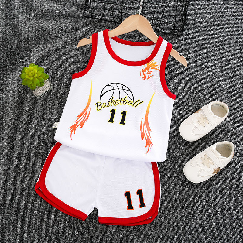 Toddler Kid Basketball Jersey Outfit Baby Boy Girl Letters Tank Top + Track Shorts Sets Summer Clothes for 1-6T