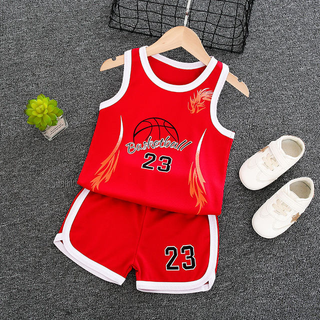 Toddler Kid Basketball Jersey Outfit Baby Boy Girl Letters Tank Top + Track Shorts Sets Summer Clothes for 1-6T