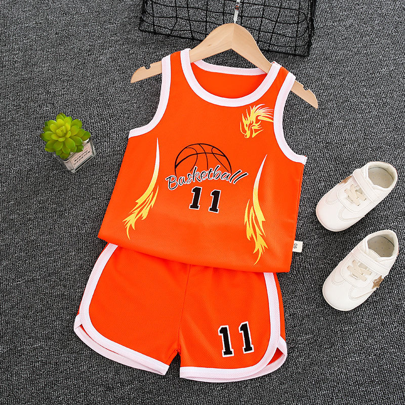Toddler Kid Basketball Jersey Outfit Baby Boy Girl Letters Tank Top + Track Shorts Sets Summer Clothes for 1-6T