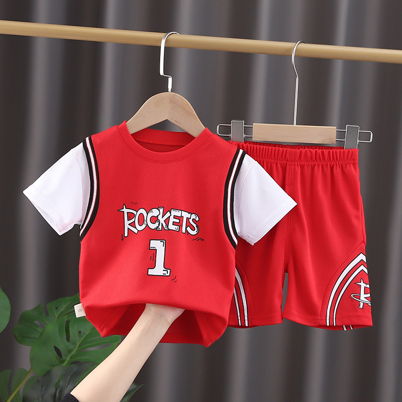 Fashion Clothes for Children Basketball Set New Summer T-shirts Tops + Shorts Sport Outfits  Kids Bebes Jogging Suits Tracksuits
