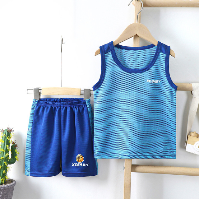 New Summer Children's Sports Basketball Uniform Suit Medium And Large Children's Short-sleeved Vest Two-piece Kids Clothes Girls